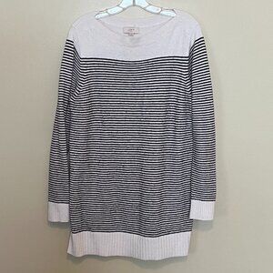 Loft Navy & White Striped Sweater, Size XL